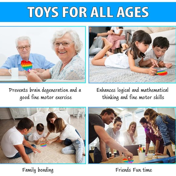 4 Pack Pop It Fidget Toys Pop Its Fidgets, Sensory Toys for Kids Teens & Adults - Picture 6 of 11